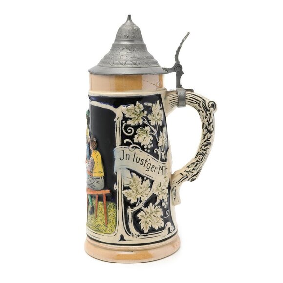 Vintage Western Germany Beer Stein Pewter Lid Stonewear Bavarian German Tavern - Picture 4 of 9